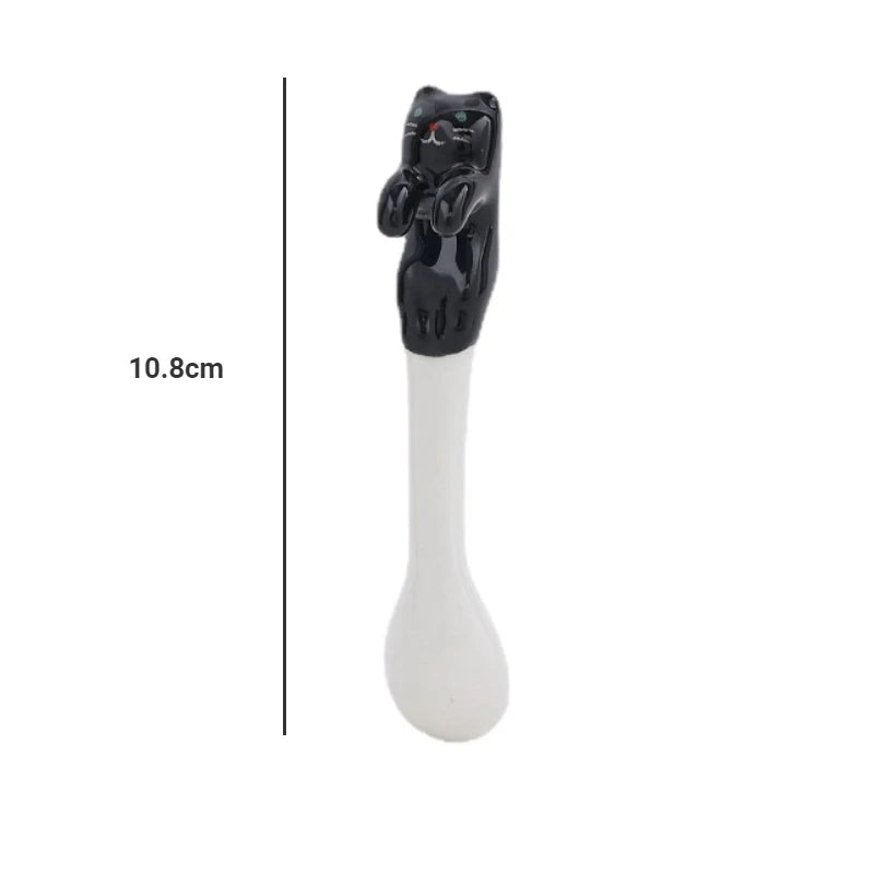 Ceramic Cat Hanging Spoon – Cute Animal Coffee & Dessert Spoon for Cat Lovers
