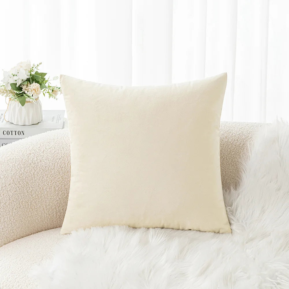 Velvet Pillowcase Sofa Cushion Cover – Solid Color Throw Pillow Case for Living Room