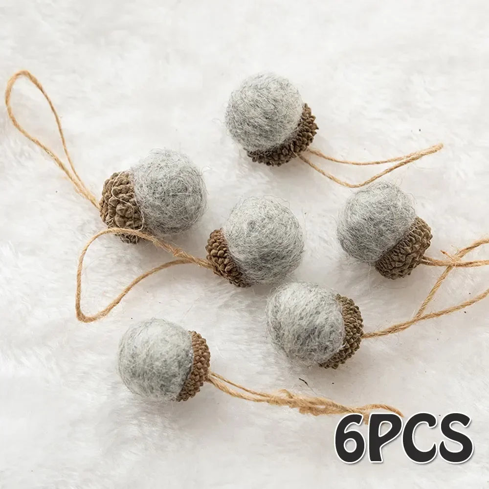 Wool Felt Acorn Ornaments – Set of 6