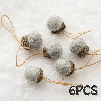 Wool Felt Acorn Ornaments – Set of 6