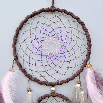 Dreamcatcher with feathers and beads on a light blue background boho home decor, housewarming gift, dream catcher wall hanging, feather wind chime, handmade dreamcatcher, colorful boho wall decor, birthday gift decor, modern bohemian style, bedroom hanging ornament, spiritual home decor, dreamcatcher nursery decor