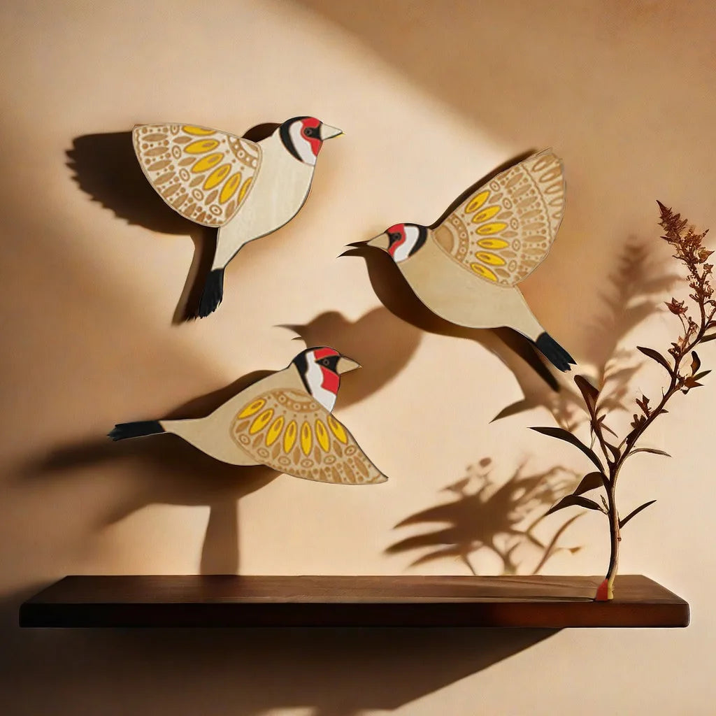 3-Piece Wooden Bird Wall Decor Set – Patterned Boho Home Decor for Indoors & Outdoors Bird Lover Gift for Birder