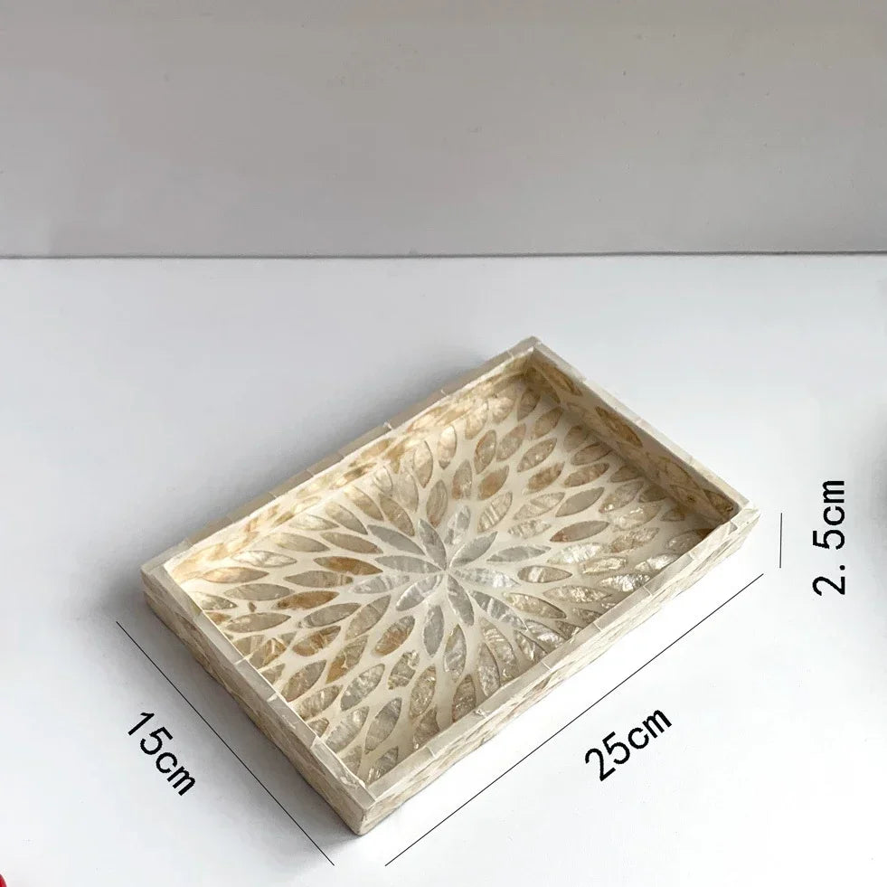 Handmade Shell Tray – Oval & Rectangular Decorative Jewelry Organizer for Boho Home Decor Bathroom or Bedroom - Housewarming Gift