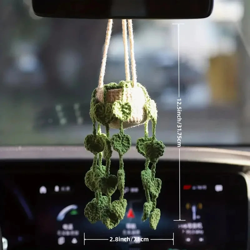 Handmade Crochet Succulent Car Hanging