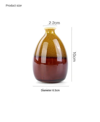 Ceramic vase with dimensions on a white background