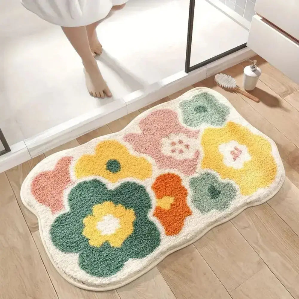 Soft & Absorbent Flower Bathroom Rug – Non-Slip Boho Bath Mat