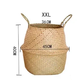Boho Home Decor Seaweed Wicker Basket – Eco-Friendly Rattan Hanging Flowerpot & Storage Basket