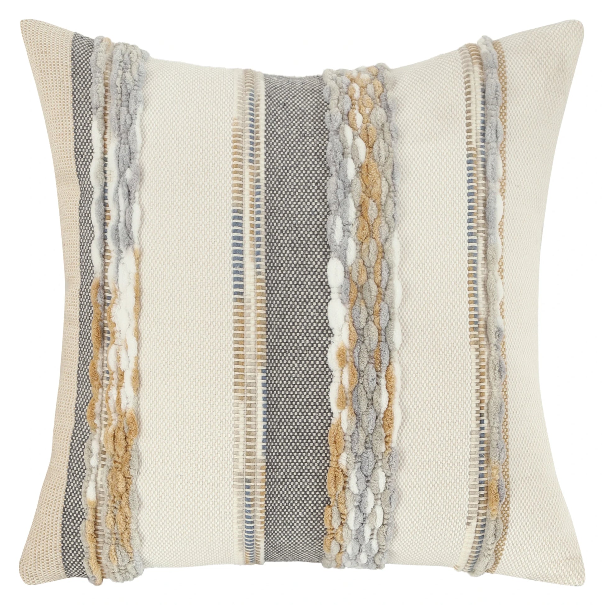 Boho Striped Chenille Throw Pillow Cover – Decorative Square Cushion for Cozy Home Accents