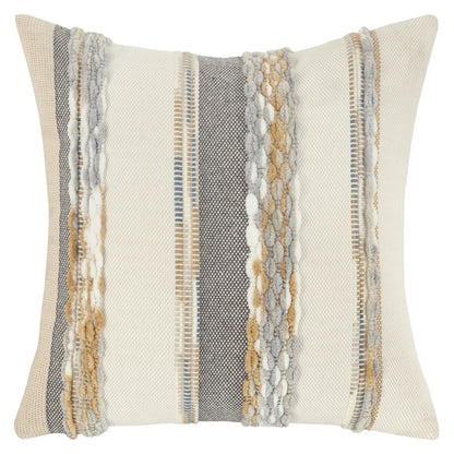Boho Striped Chenille Throw Pillow Cover – Decorative Square Cushion for Cozy Home Accents