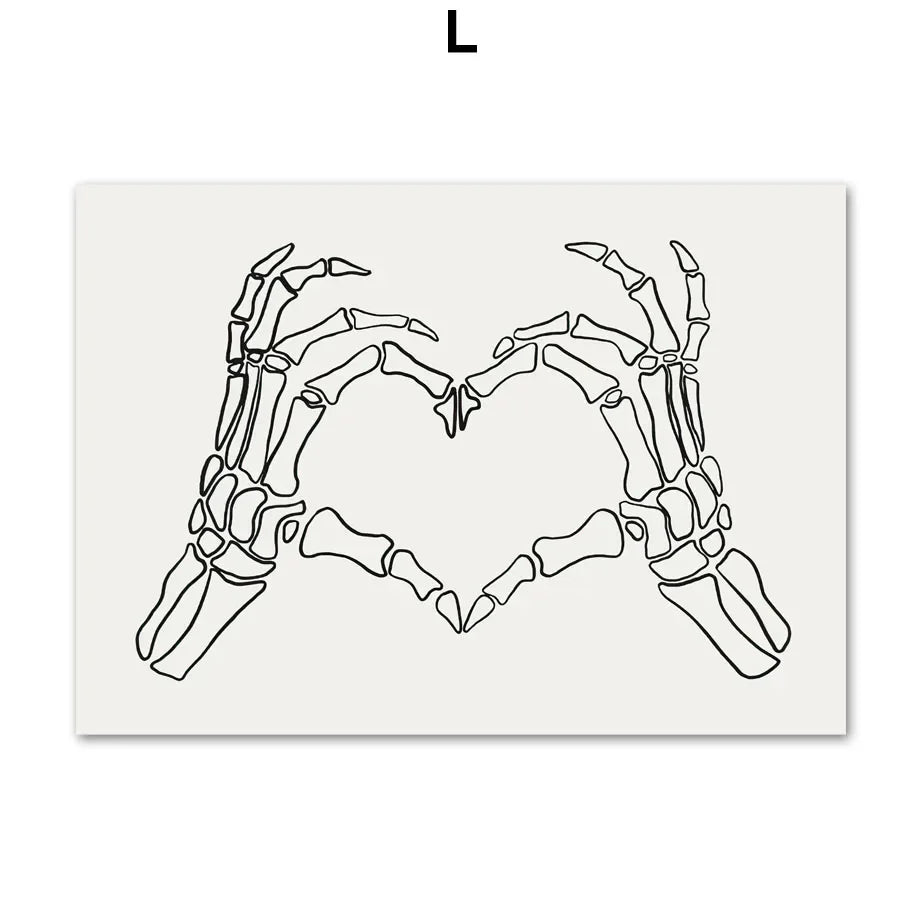 Fall Halloween Skull & Plant Canvas Wall Art Prints