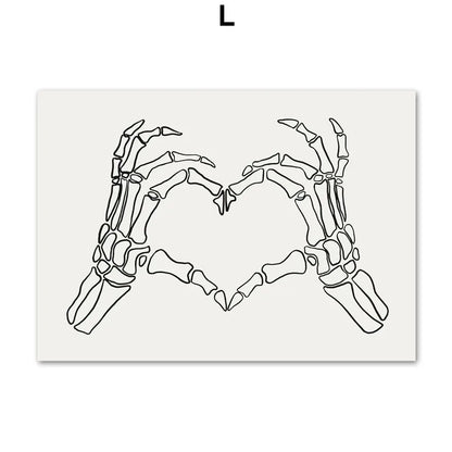 Fall Halloween Skull & Plant Canvas Wall Art Prints