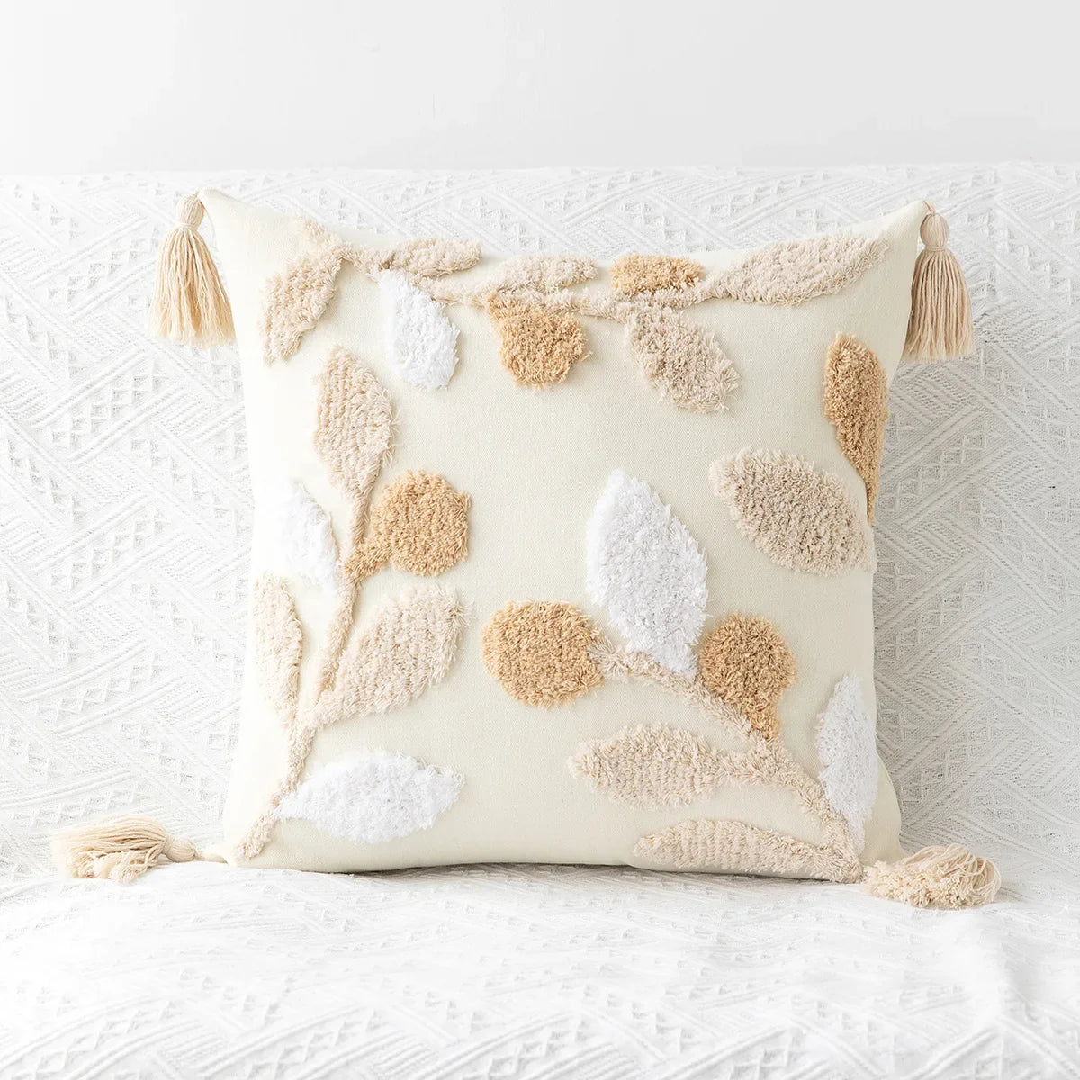 Boho Geometric Tufted Cushion Cover – Textured Decorative Throw Pillow