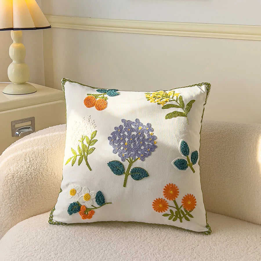 Boho Floral Tufted Decorative Throw Pillow Cover