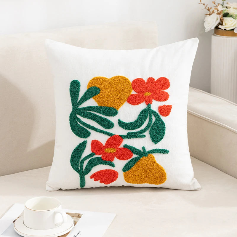 Vintage Floral Embroidered Pillowcase – Boho Throw Cushion Cover for Sofa & Home Deco