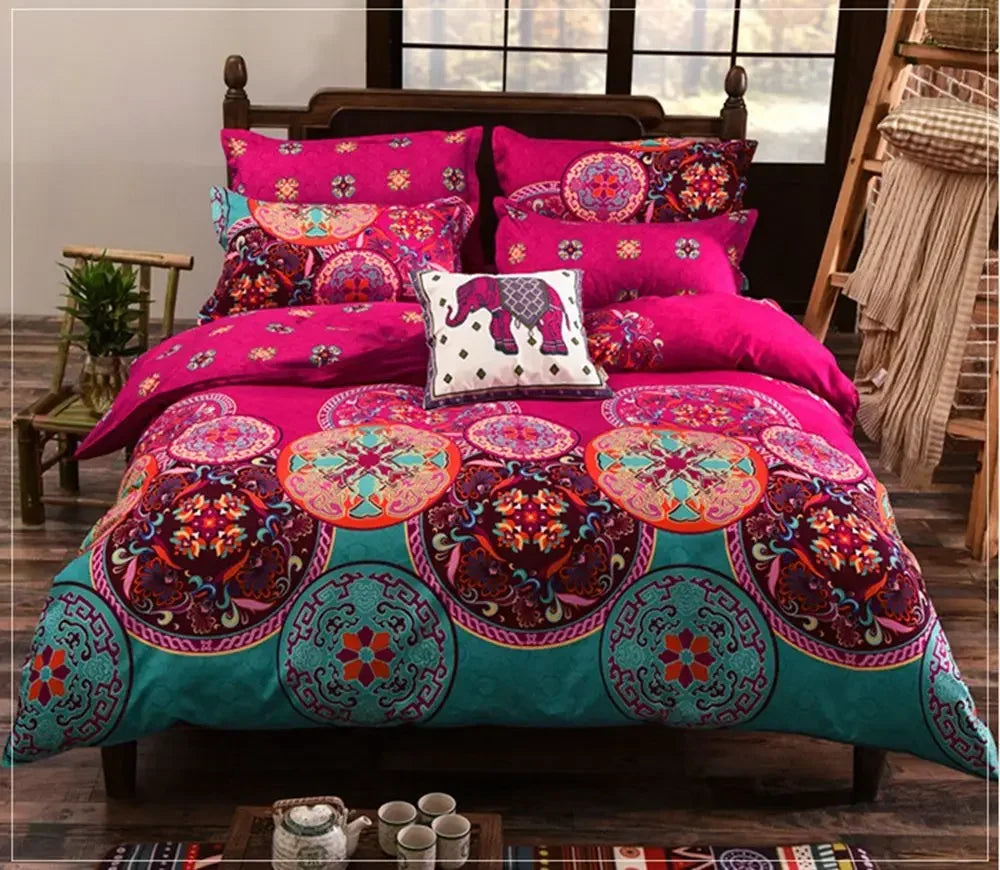 Vibrant Boho 3 Piece Duvet Cover & Pillowcases Set