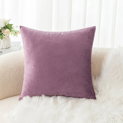 Velvet Pillowcase Sofa Cushion Cover – Solid Color Throw Pillow Case for Living Room