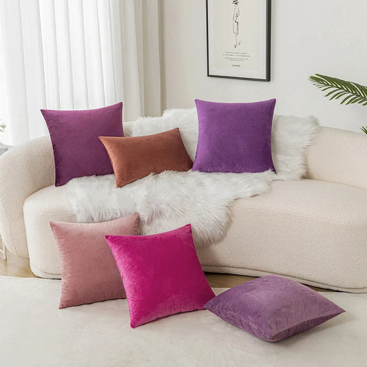 Velvet Pillowcase Sofa Cushion Cover – Solid Color Throw Pillow Case for Living Room