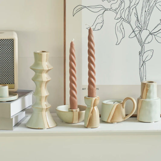 Ceramic Candlestick Nordic Candle Holder Home Decoration Boho Decor Clay Pottery