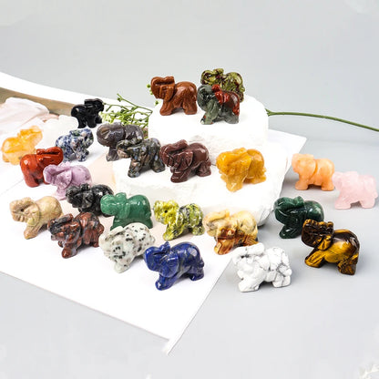 Hand-Carved Crystal Elephant Figurine – Natural Gemstone Animal Statue for Chakra, Meditation & Boho Home Decor