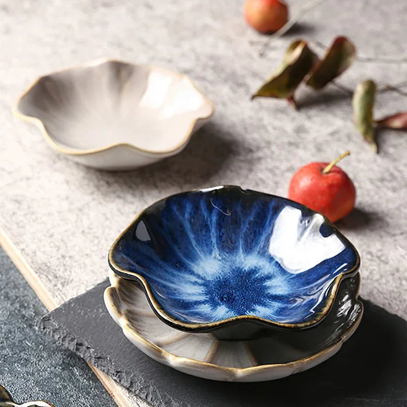 Ceramic Flower Sauce Dish – Mini Floral Porcelain Dipping Bowl for Soy Sauce, Nuts & Charcuterie