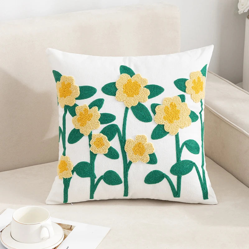 Vintage Floral Embroidered Pillowcase – Boho Throw Cushion Cover for Sofa & Home Deco