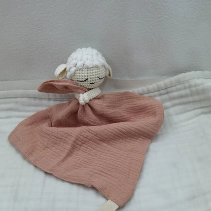 Boho Baby Soother & Comforting Burb Cloth – Soft Sleeping Animal Stuffed Teether for Infants