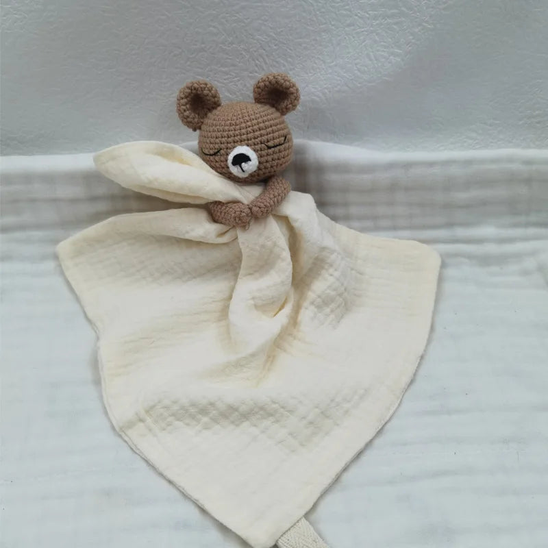 Boho Baby Soother & Comforting Burb Cloth – Soft Sleeping Animal Stuffed Teether for Infants