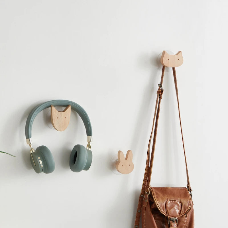 Cute Wooden Animal Wood Wall Hook – Beech Wood Decorative Hanger for Kids Rooms, Entryways, Kitchens & More (1pc)  Giraffee Rabbit Hippo Cat Octopus Lion Cat Dog Elephant Dog Nursery
