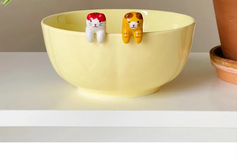 Ceramic Cat Hanging Spoon – Cute Animal Coffee & Dessert Spoon for Cat Lovers