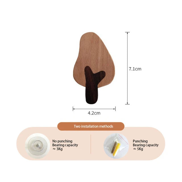 Cute Wooden Animal Wood Wall Hook – Beech Wood Decorative Hanger for Kids Rooms, Entryways, Kitchens & More (1pc)  Giraffe Rabbit Hippo Cat Octopus Lion Cat Dog Elephant Dog Nursery Turtle Mountain Squid Jellyfish Flower Tree