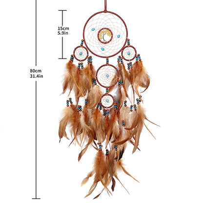 Dreamcatcher Hanging Ornament Home Decor Natural Stones Tree of Life Dream Feather Dream Catcher Wall Decor Bedroom Feathers