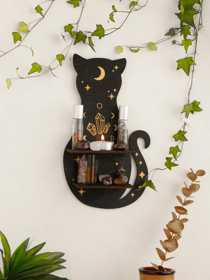 Animal Shaped Moon Phase Crystal Wall Shelf