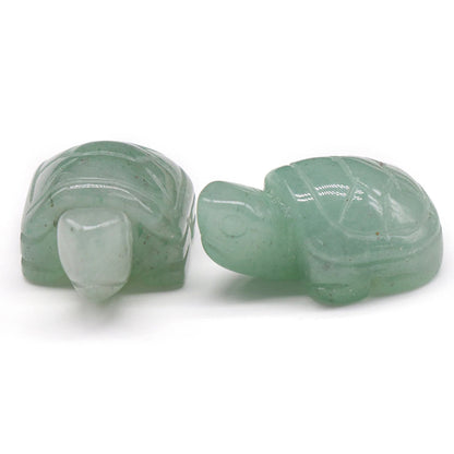 Mini Natural Gemstone Turtle Figurine – Hand-Carved Crystal Animal for Chakra Healing & Boho Home Decor