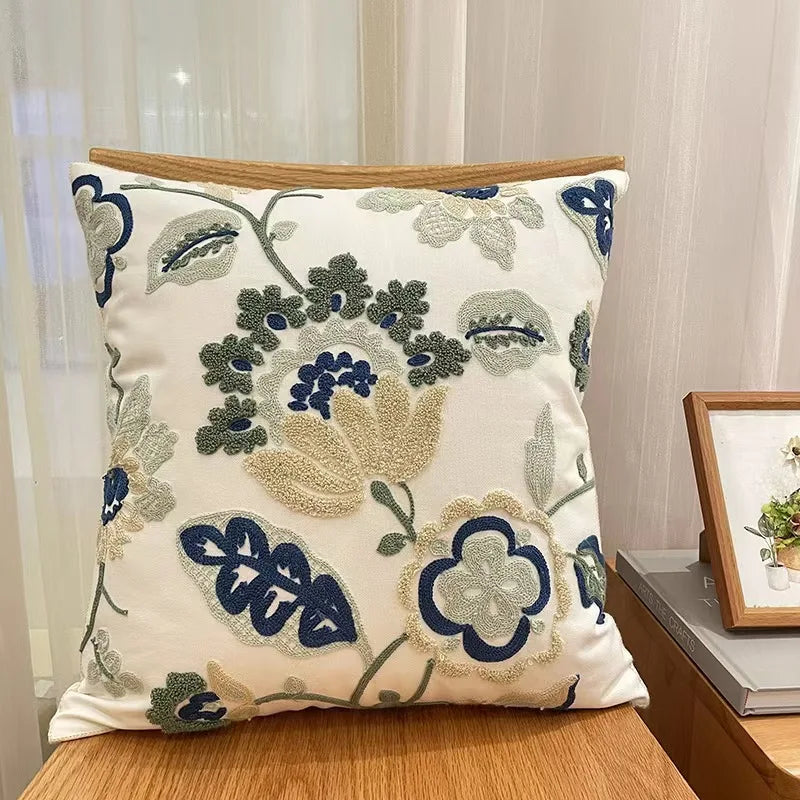 Embroidered Floral Decorative Pillowcase – Flower Boho Home Decor