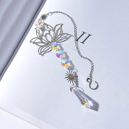Metal Lotus & Crystal Boho Suncatcher – Handmade Sunlight Charm for Home & Garden.- My Boho Home