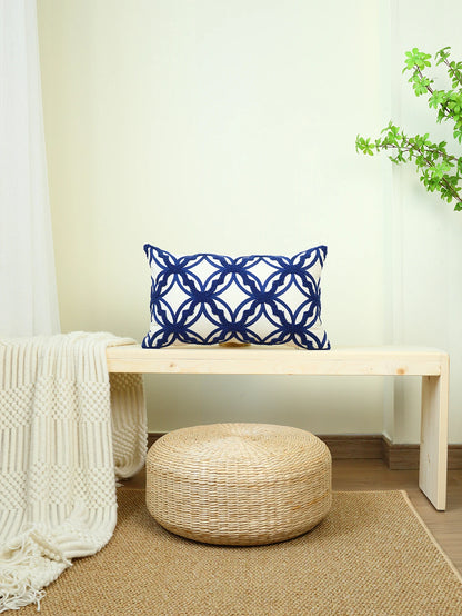 Geometric Embroidered Throw Pillow Cover – Modern Boho Home Decor Accent