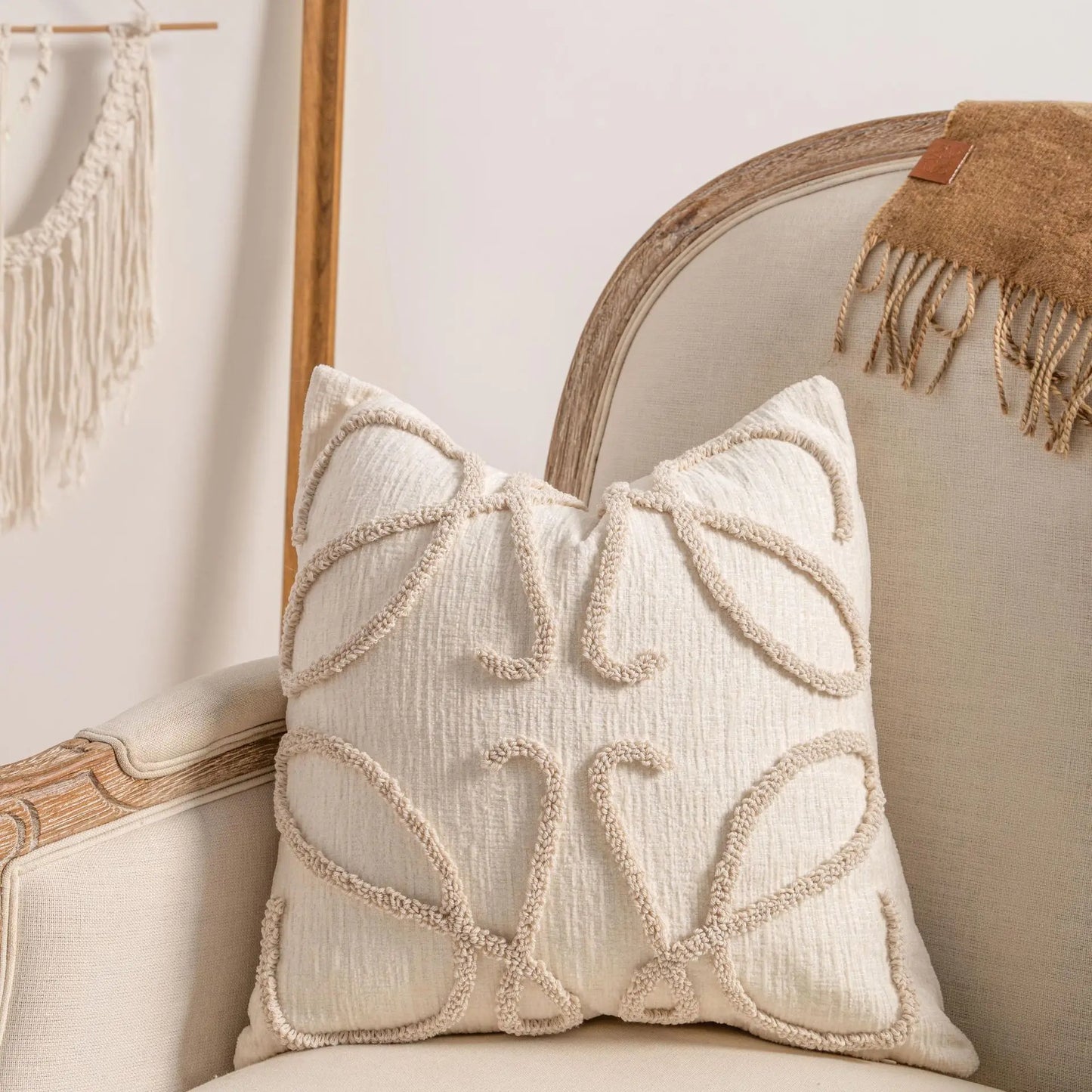Modern Loop Yarn Pillow Cover – Minimalist Geometric Texture | Elegant Boho Home Decor Cushion for Sofa or Bed | Housewarming Gift
