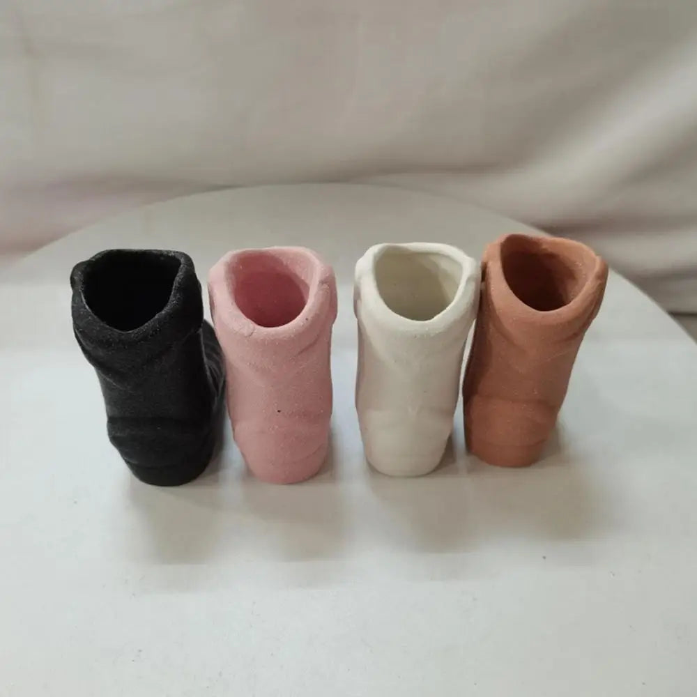Ceramic Match Holder With Striker Cowboy Boot Shaped Boho Style Jar Fireplace Home Decor Container