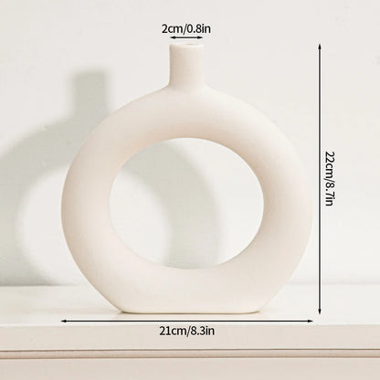 Modern White Ceramic Vase – Minimalist Decorative Vase for Pampas Grass, Flowers & Home Accents