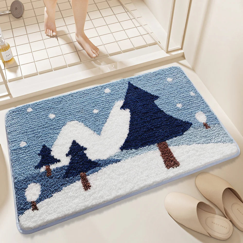 🌿 Ginkgo Leaf Microfiber Bath Mat – Plush, Quick-Dry & Anti-Slip Bathroom Rug