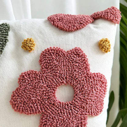 Embroidered Floral Throw Pillow Cover | Boho Home Decor | Square Cushion Cover for Sofa or Bed | Housewarming Gift Idea
