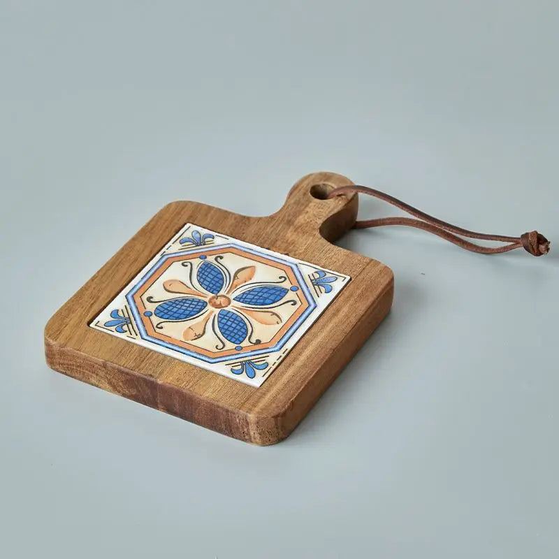 Retro Wooden Ceramic Pot Mat – Anti-Scald Trivet for Boho Home Decor
