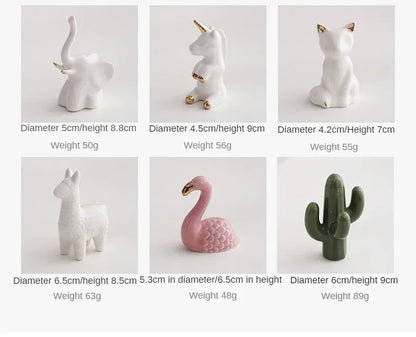Ceramic Animal Jewelry Holder – Boho Home Decor Trinket Organizer - Rabbit