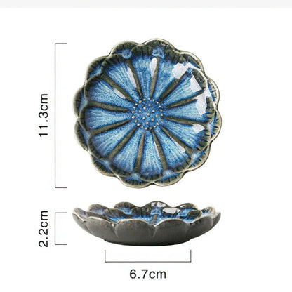 Ceramic Flower Sauce Dish – Mini Floral Porcelain Dipping Bowl for Soy Sauce, Nuts & Charcuterie