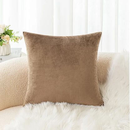 Velvet Pillowcase Sofa Cushion Cover – Solid Color Throw Pillow Case for Living Room