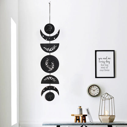 Wooden Wall Hanging Moon Phase Garland Wall Decor Hanging Ornaments Decoration Boho Home Decor for Nursery Ornament Gift