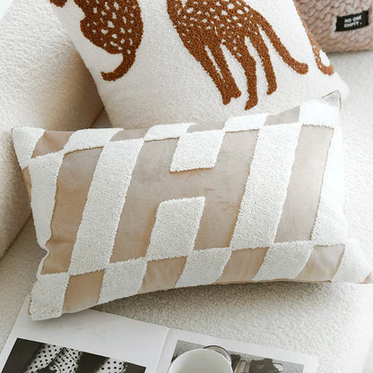 Animal Print Throw Pillow Cover – Light Luxury Embroidered Accent Cushion