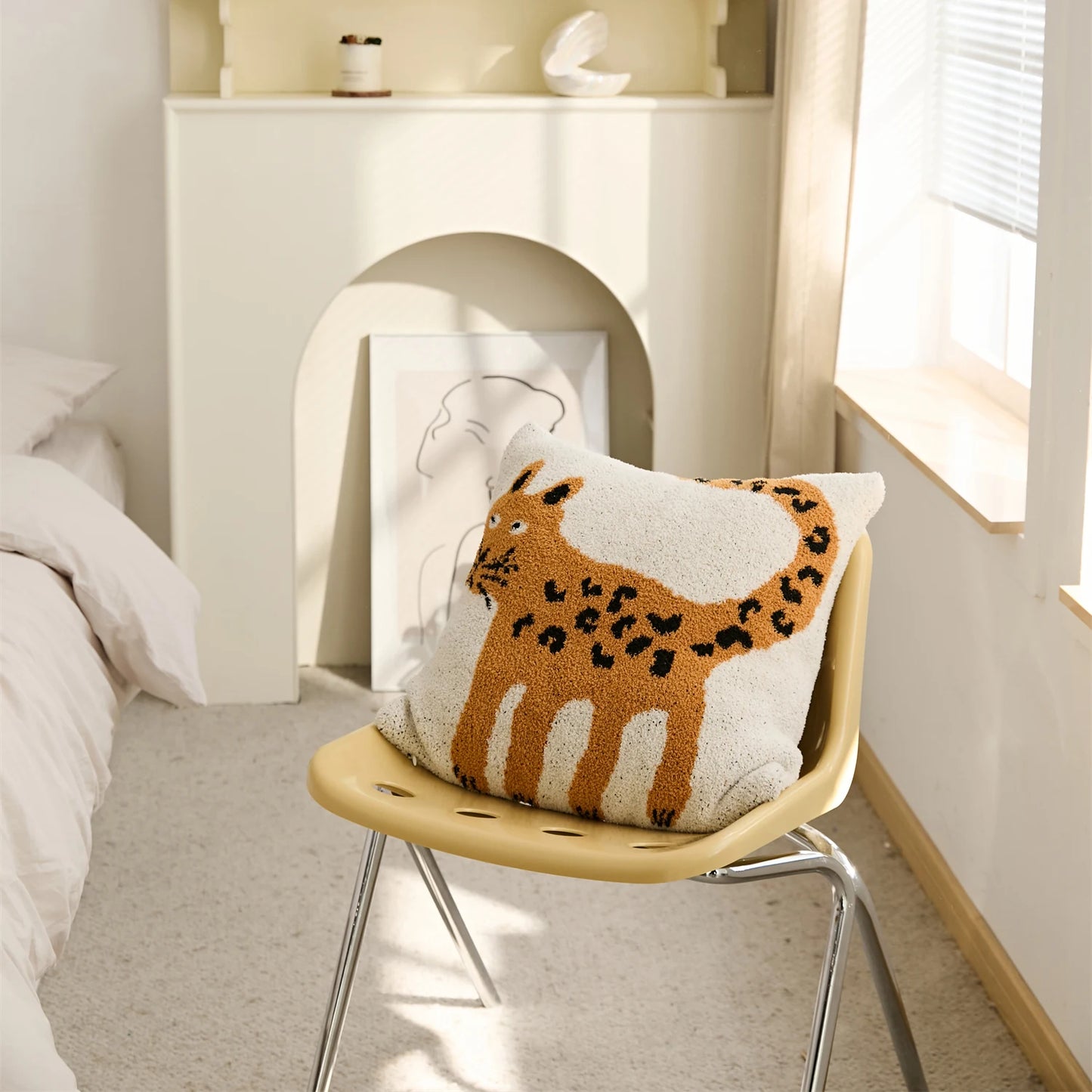 Cute Knitted Cheetah Cushion Cover – Cozy Microfiber Pillow Case Boho Home Decor