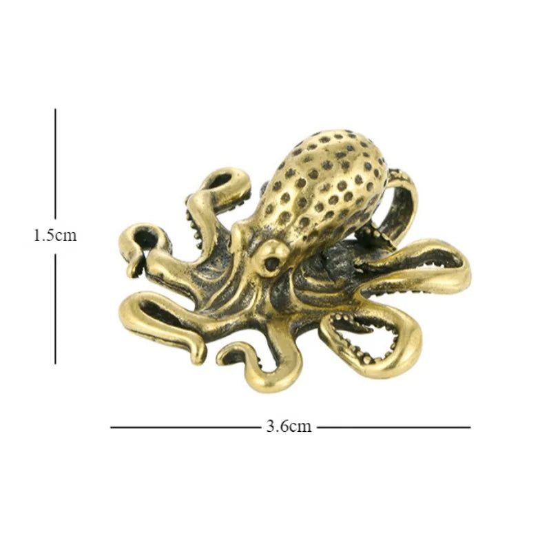 Brass Octopus Home Decoration Antique Looking Animal Figurine Miniatures Desk Ornament Accessories Creative Table Home Decor Boho