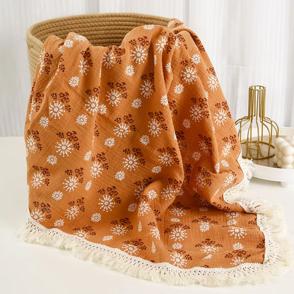 🌿 Cotton Muslin Swaddle Blanket – Soft, Breathable & Boho-Inspired for Newborns